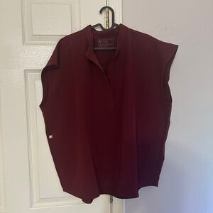 Dark red FIGS scrubs set